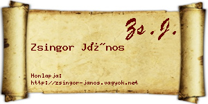 Zsingor János névjegykártya